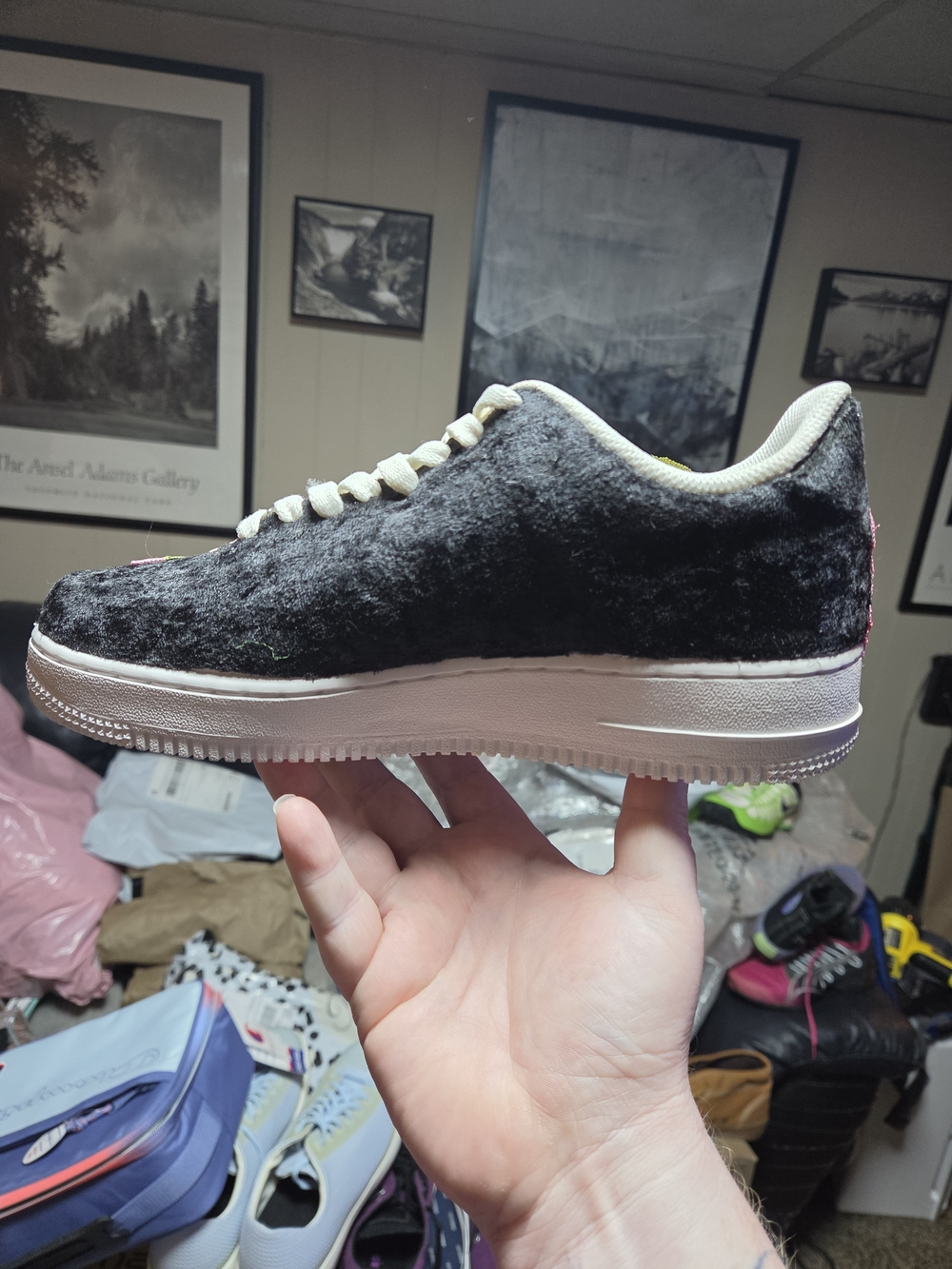 🔥🔥Custom Air Force Ones- Black with Red & Pink Roses - Picture 6 of 11